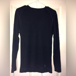 Mens base layer black Smartwool Sweater/shirt 100% Merino wool. EUC